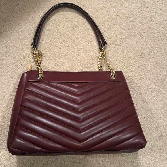 MICHAEL KORS Whitney Medium Quilted Chain Tote Shoulder Bag in Oxblood - Picture 9 of 17